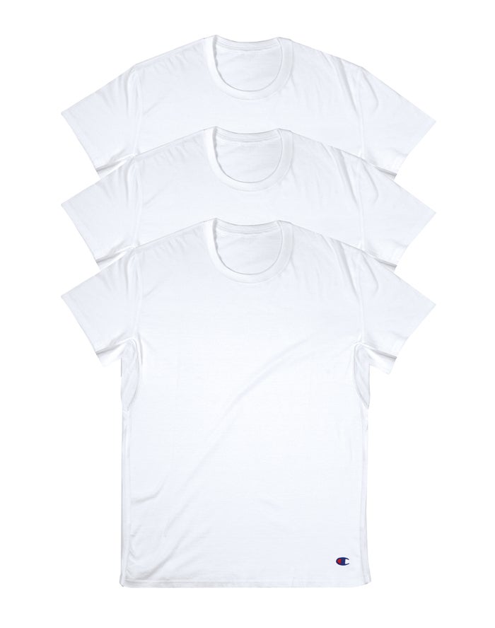 Champion T-Shirt Heren - Wit - Vented Crew Undershirts 3-Pack ( 621047-NLI )